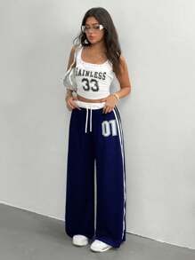 Pantaloni sportivi corti con stampa di lettere, stile casual e di strada adatto per ragazze teenager, ideale per uscite, fotografia di strada, scuola