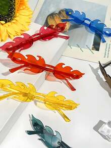 10 件装-无框派对装饰眼镜，火焰眼镜无框彩色派对装饰眼镜，无框火焰形状装饰眼镜波浪火眼镜女士男士派对用品拍照道具，春夏季度假眼镜，沙滩海滩装饰，酷炫 - 彩色 - 查看 2