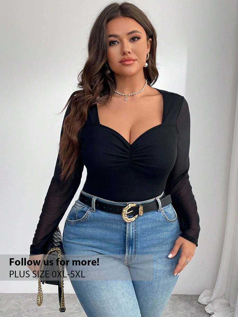 Firerie Sezonul de toamnă Tricou de corp cu ochiuri cu ochiuri de culoare contrastantă simplă