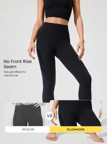 GLOWMODE 28" FeatherFit™ Mindful Movement Sweat-Wicking Stretchy Leggings With Side Pockets Low-Impact Yoga Pilates Barre Studio Daily Casual Wear Fall Winter - Black - View 3