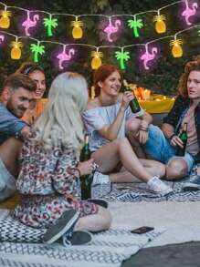 1PC10/20/40LED1.5/3/6M Summer Tropical Beach Hawaiian String Lights - Battery Operated Tropical Flamingo Pineapple Tree Lights For Swimming Pool Decorations, Hawaiian Themed Summer Outdoor Indoor Party Decorations - Multicolor - View 4