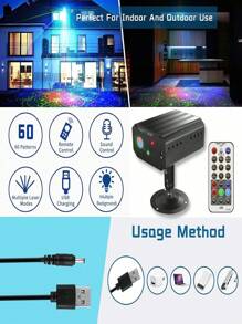 Disco Light, Sound Activated Flashing Stage Laser Projector With Remote Control, Ideal For Party, Bar, Birthday, Wedding, Holiday, Christmas Decorations And Live Performances. - Black - View 6