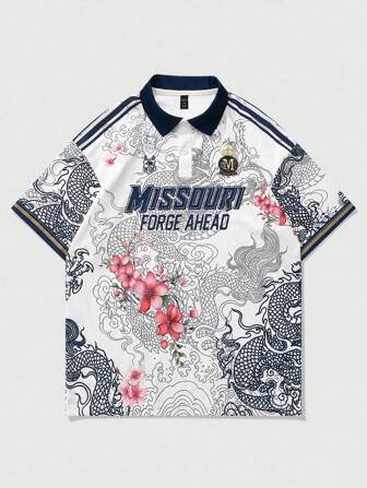 Street Life Polo à imprimé graphique de rue pour hommes, adapté à un port quotidien, printemps/été