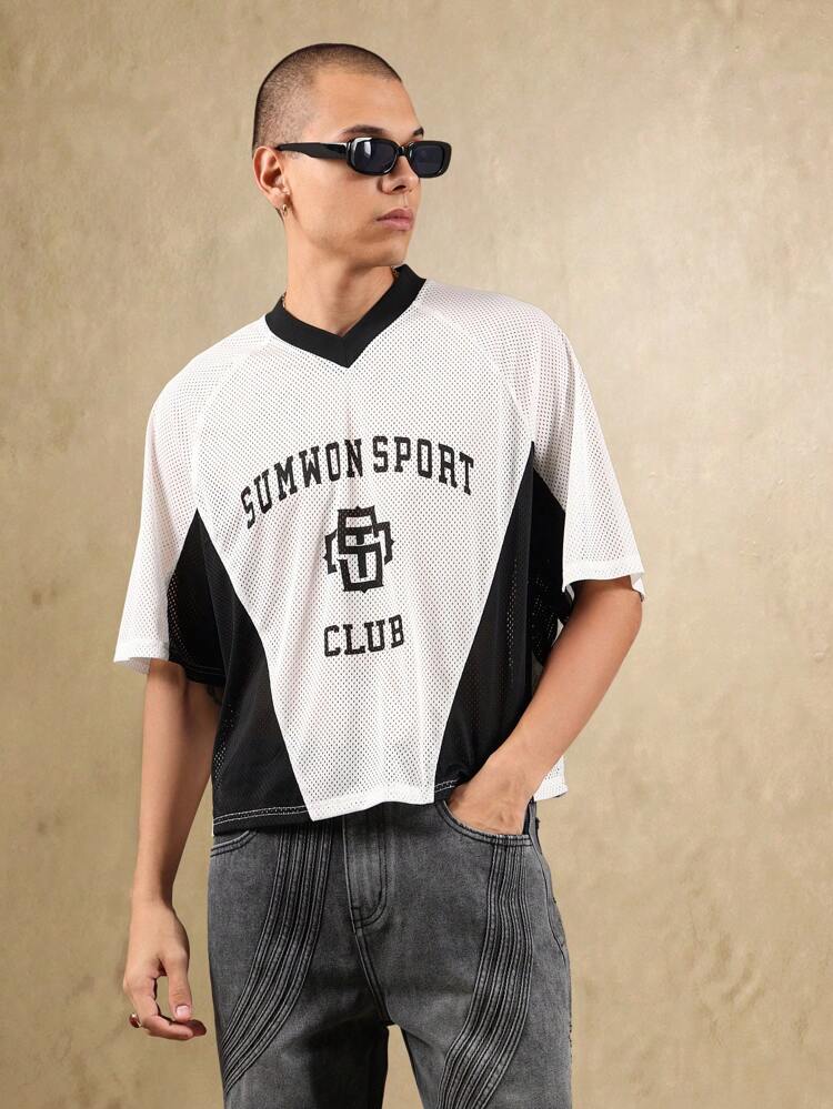 Sport Club Mesh Athletic Jersey Retro Basketball Varsity Style V Neck Men T Shirts