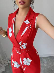 Elenzga Women Casual Floral Print Summer Dress - Red - View 4