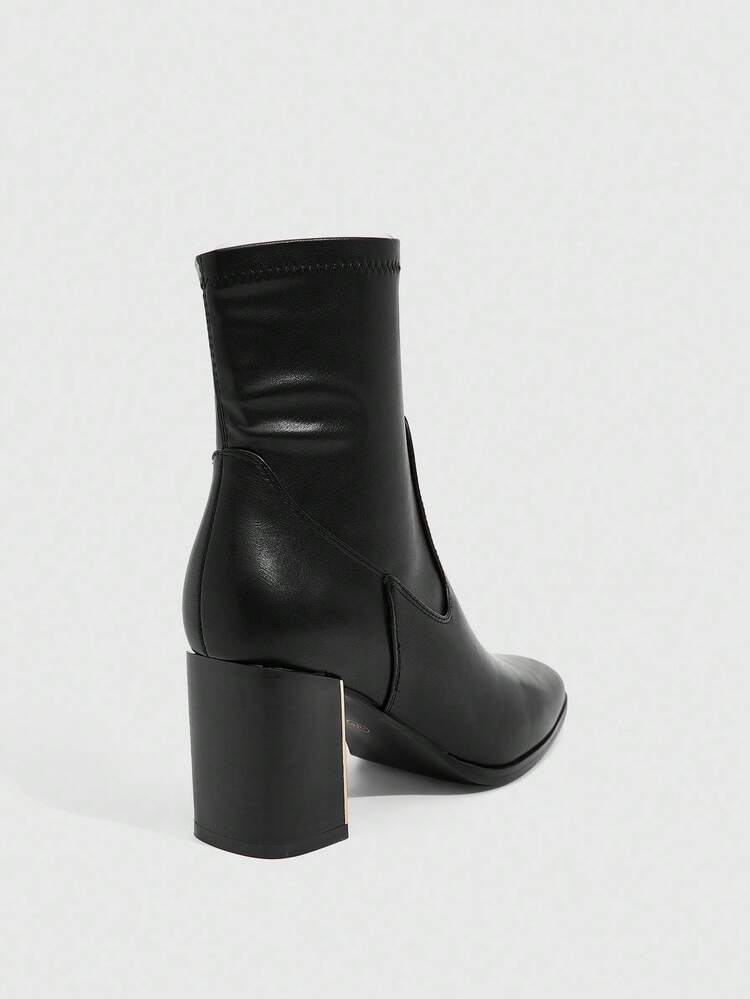 Daringsoles 女士时尚百搭黑色粗跟踝靴 - 黑色 - 查看 5