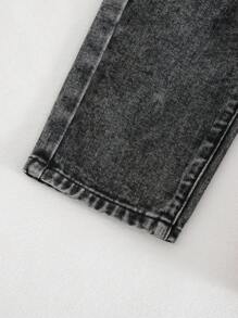 Cozy Pixies 男婴装饰编织松紧腰侧袋休闲牛仔裤 - 黑色 - 查看 8