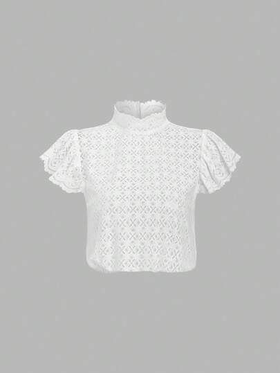 Fairmaia German Traditional Blouse, Women Lace Collar Ruffle Short Sleeve Dirndl Top, For Oktoberfest, Halloween