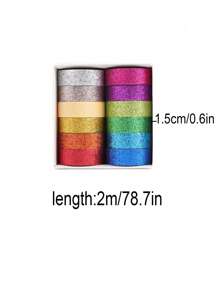 12 Rolos/Caixa, Fita Washi de Papel Colorida e de Cor de Doce, Design Criativo Tiras de Papel Decorativo DIY, Uma Variedade de Cores que Podem Ser Combinadas Arbitrariamente, Usada para Scrapbooking, Revistas, Decoração de Diário, Decoração Única para Embrulho de Presente