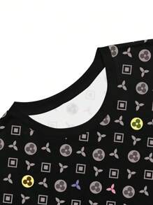 Manfinity Dauomo Camiseta de manga corta de cuello redondo con estampado geométrico casual para hombre, para el verano - Multicolor - Ver 3