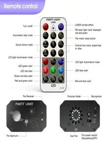 Disco Light, Sound Activated Flashing Stage Laser Projector With Remote Control, Ideal For Party, Bar, Birthday, Wedding, Holiday, Christmas Decorations And Live Performances. - Black - View 11