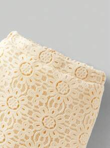 Ontre 少女刺绣花卉蕾丝边半身裙 - 杏色 - 查看 3