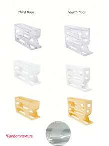 SHEIN 1 pieza Dispensador transparente de 3/4 niveles deslizante para huevos, soporte automático a prueba de roturas para refrigerador y encimera, fácil de limpiar, lavable, equipo de suministro industrial de alimentos, estante de almacenamiento en la puerta lateral del refrigerador para organización de la cocina, caja de almacenamiento de huevos