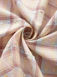 Franclia Women's Casual Everyday Plaid Front Button Long Sleeve Shirt - Pink - View 7