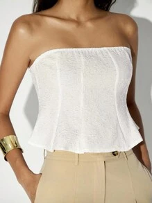 Lumivelle Áo ống thêu lỗ thời trang mùa hè cho nữ - trắng - Xem 6