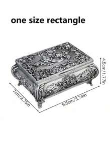 1 قطعة صندوق مجوهرات، مربع، قلب، سداسي، حاوية لتخزين الخواتم والأقراط والاكسسوارات، قطعة ديكورية بطراز قصري أوروبي رجعي