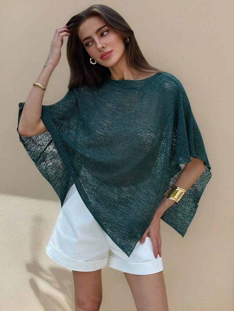 Aloruh 绿色新款时尚优雅杏色百搭提花镂空无袖罩衫，适合夏季、空调房度假、女士街头时尚复古职场穿搭