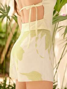 Sunsella Gonna pantalone con stampa in vita alta, pantaloncini estivi da donna per vacanze, spiaggia, uscite e resort