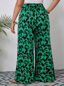 SHEIN VCAY 印花腰带阔腿夏季长裤