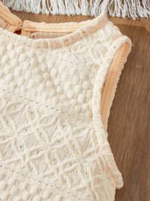 Blossori 2pcs Baby Girls Countryside Style Faux Fur Vest/Knit Undershirt Set