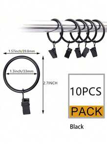 40 件黑色窗帘环带夹子、窗帘挂钩和环，用于悬挂窗帘、蝴蝶结，窗帘环内径约 1.3 英寸，适合直径达 1 英寸的窗帘杆，生日毕业礼物 - 白色 - 查看 13