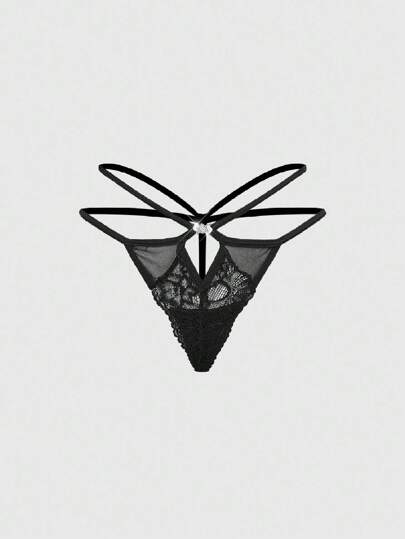 Culotte tanga avec dentelle de style gothique sombre