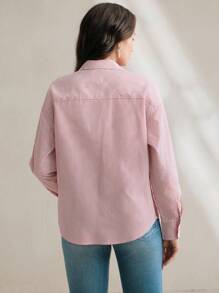 Anewsta Camicetta elegante e casual da donna con maniche lunghe, a righe blu e quadri, stile primavera/estate