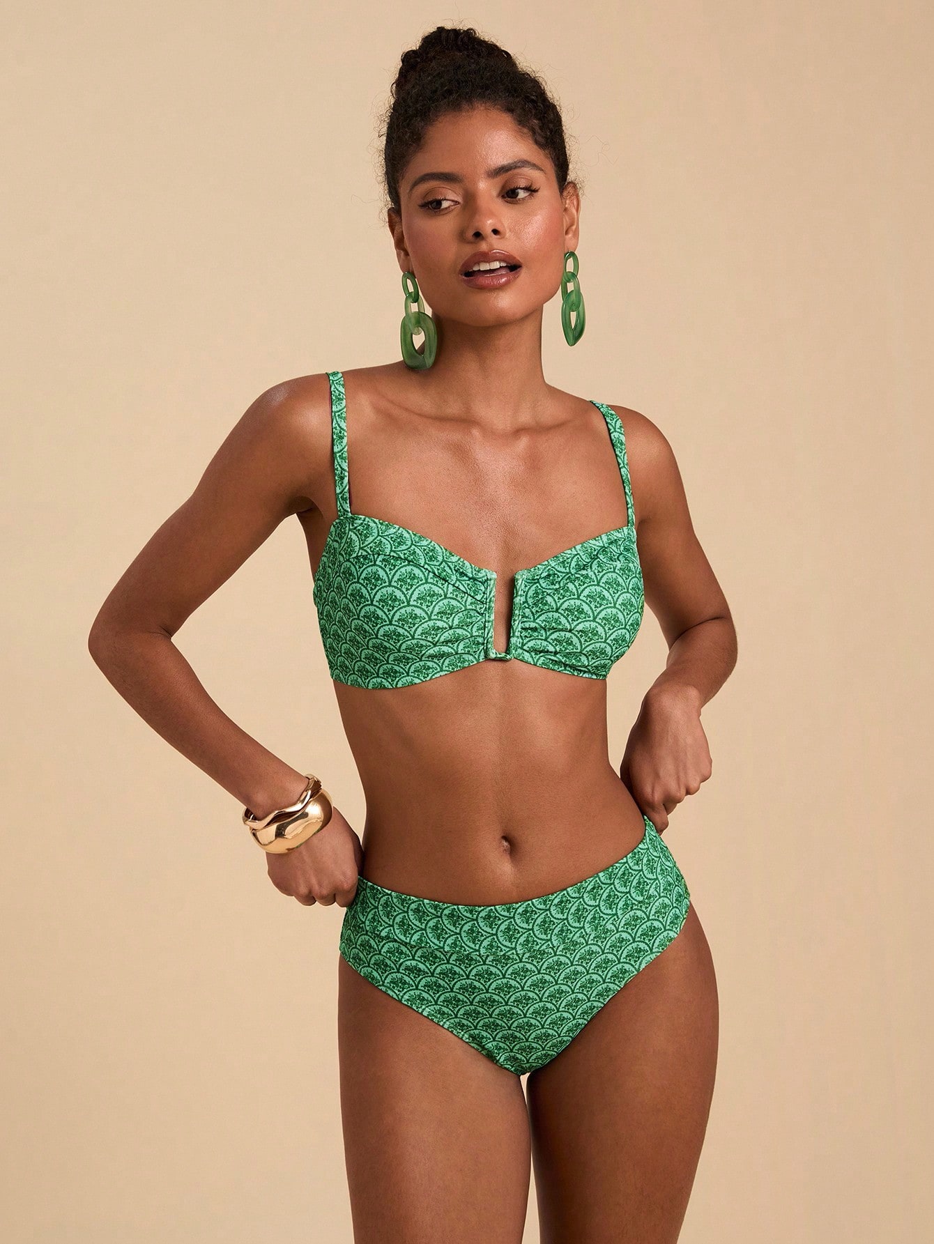 Travachic Conjunto de Maiô de Praia com Estampa Total para Mulheres - Multicolorido - Visão 4