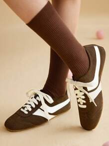 CUCCOO EASI Brown Suede Flat Women's Casual Sneakers - Coffee Brown - View 5