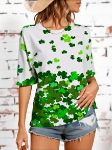 INAWLY Áo phông Ngày Thánh Patrick dành cho nữ - Áo phông Ngày Thánh Patrick dành cho nữ - Áo phông Leopard Shamrock - Áo sơ mi Ngày Thánh Patrick - Áo sơ mi nữ - Bùa may mắn - Áo phông Shamrock - trắng - Xem 1