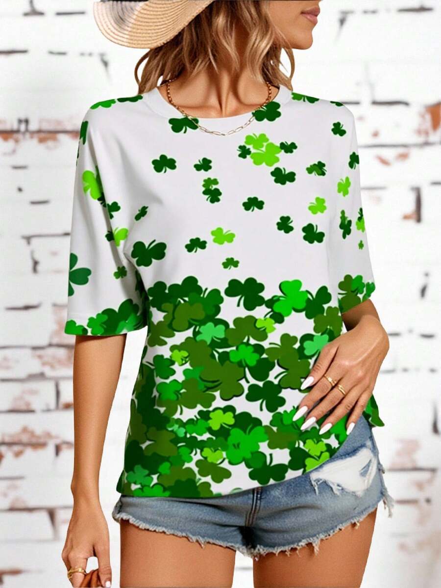 INAWLY Áo phông Ngày Thánh Patrick dành cho nữ - Áo phông Ngày Thánh Patrick dành cho nữ - Áo phông Leopard Shamrock - Áo sơ mi Ngày Thánh Patrick - Áo sơ mi nữ - Bùa may mắn - Áo phông Shamrock - trắng - Xem 1