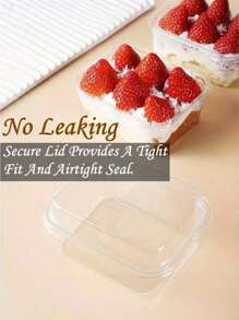 SHEIN 50 个带盖透明水果和甜点容器 - 防漏、密封、轻便、保鲜盒 - 非常适合圣诞节、新年和派对用品，无需电力或电池 - 彩色 - 查看 3