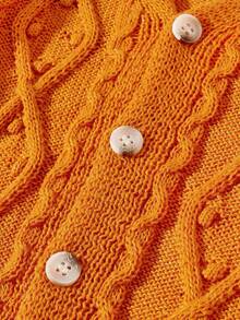 Blossori Young Boys' French Elegant Twisted Floral Knitted Cardigan Kids Cardigan Sweater Toddler Cable Knit Cardigan Kids Knit Cardigan Baby Knitwear Cardigan Kids Button Cardigan,In Fall/Winter - Yellow - View 5