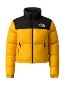 Nuptse 雙面短版絎縫羽絨外套 - 女款黑色羽絨時尚超輕量冬季外套 NF0A5GGEZU31 - 高峰會金/TNF 黑 - 查看 4