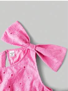 Ontre 女童蝴蝶结装饰镂空后背无袖连衣裙