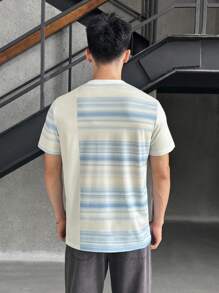 Manfinity BRENVOR Men's Casual Knitted Striped T-Shirt, Suitable For Summer - Multicolor - View 3