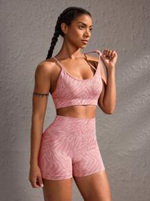 Powerista Women's Minimalist Fashion Sports Bra And Shorts Set, Casual Everyday Wear Workout Women Sets