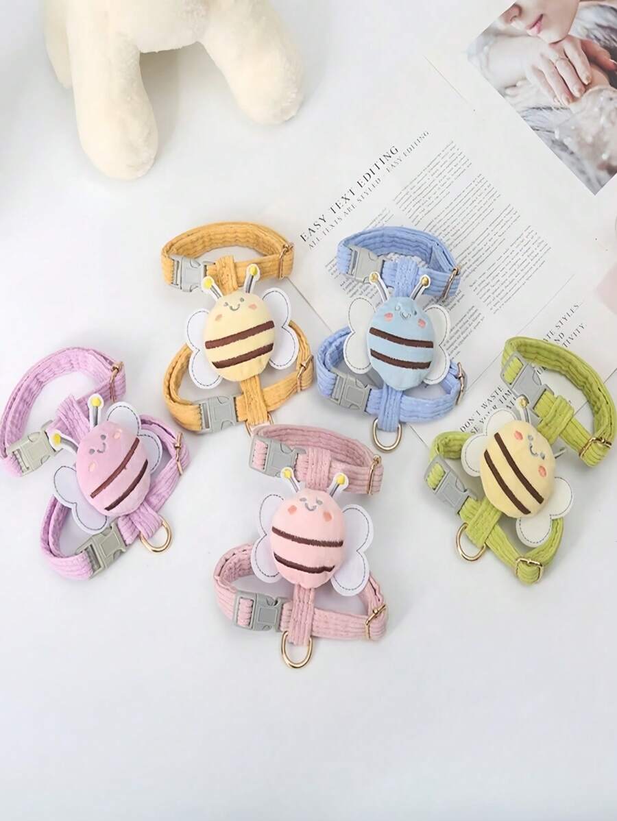 全新卡通狗牵引绳套装，锯齿形胸背带宠物牵引绳，适用于遛猫遛狗