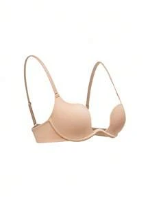 SHAPORA قطعة واحدة حمالة صدر نسائية بحواف على شكل حرف U ذات موحد اللون مريحة بسفائن - لون مشمشي - مشاهدة 5