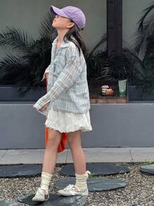 Dazy Kids 青少年女孩夏季休闲轻便格子衬衫，街头风格 - 彩色 - 查看 7