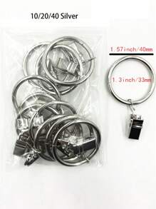 40 件黑色窗帘环带夹子、窗帘挂钩和环，用于悬挂窗帘、蝴蝶结，窗帘环内径约 1.3 英寸，适合直径达 1 英寸的窗帘杆，生日毕业礼物 - 白色 - 查看 14