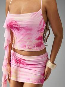 MISSGUIDED Tropical Paradise Print Co-Ord Set Ruffled Side Mini Dress Cami Top Bodycon Beach Club Holiday Festival Resort Party - Multicolor - View 3