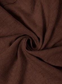 Ellevyn 女士新款时尚优雅两件套夏季舒适亚麻短袖衬衫和细肩带吊带裙休闲装 - 咖啡棕 - 查看 12