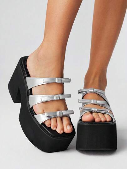 Grunge Punk Women's Sexy Bowknot Platform Sandals - Summer Punk Style Backstrap Open Toe Wedge Shoes - Comfortable Breathable Slip-On