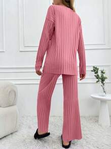 EURMUSE Women's Letter Print Homewear Set - Dusty Pink - View 2