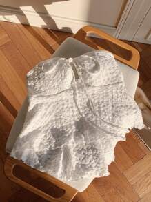 Comfortcana Top bandeau de tela con textura de unicolor para mujer - Blanco - Ver 4