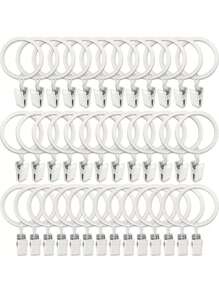 40 件黑色窗帘环带夹子、窗帘挂钩和环，用于悬挂窗帘、蝴蝶结，窗帘环内径约 1.3 英寸，适合直径达 1 英寸的窗帘杆，生日毕业礼物 - 白色 - 查看 2