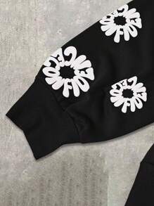 Manfinity Streetrush Sudadera casual con capucha de manga larga para hombre con aplicación de parche floral