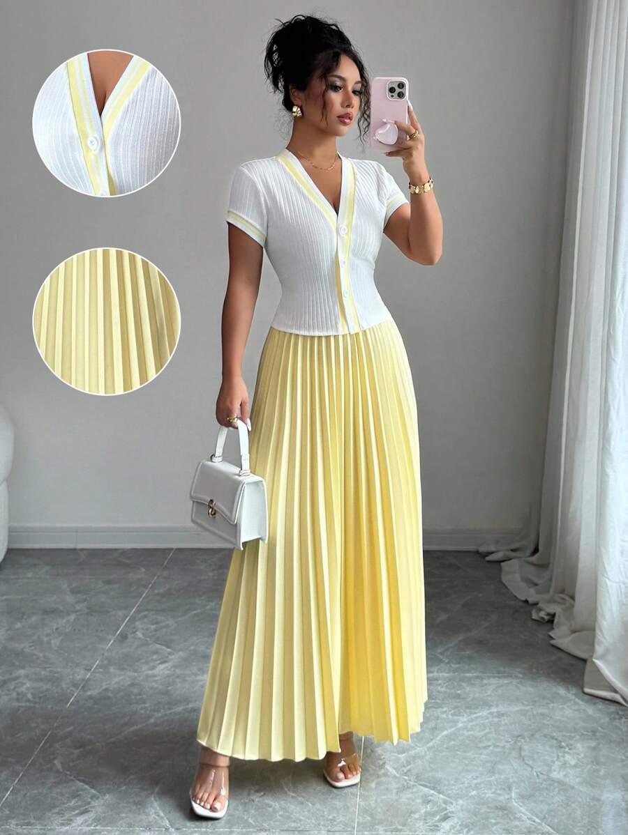 Elenzga 2 Stücke/Set Damen Outfit für den Schulanfang, Kurzarm ...