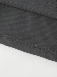 Men's Fashionable Casual Solid Gray Short Sleeve Hooded Batwing Sleeve Top - Lead Gray - View 6